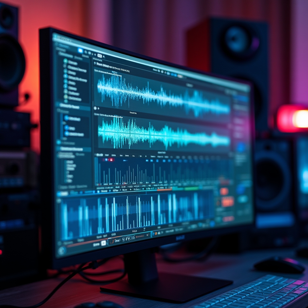 Schermata software di mastering con forma d'onda e analizzatori di spettro